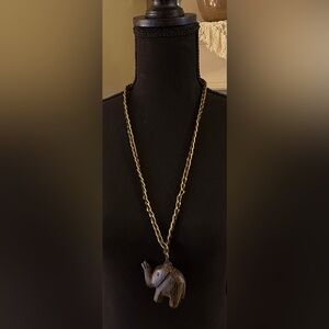 Elephant Pendant Necklace Gold Chain with Cord